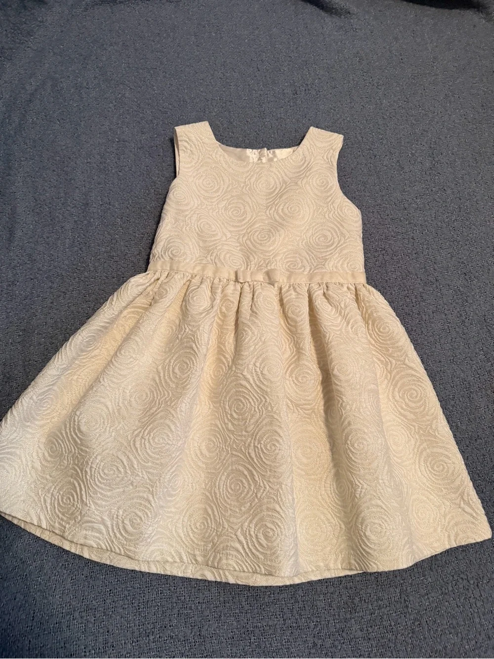 The Children's Place Light Cream Rosette Jacquard Party Dress